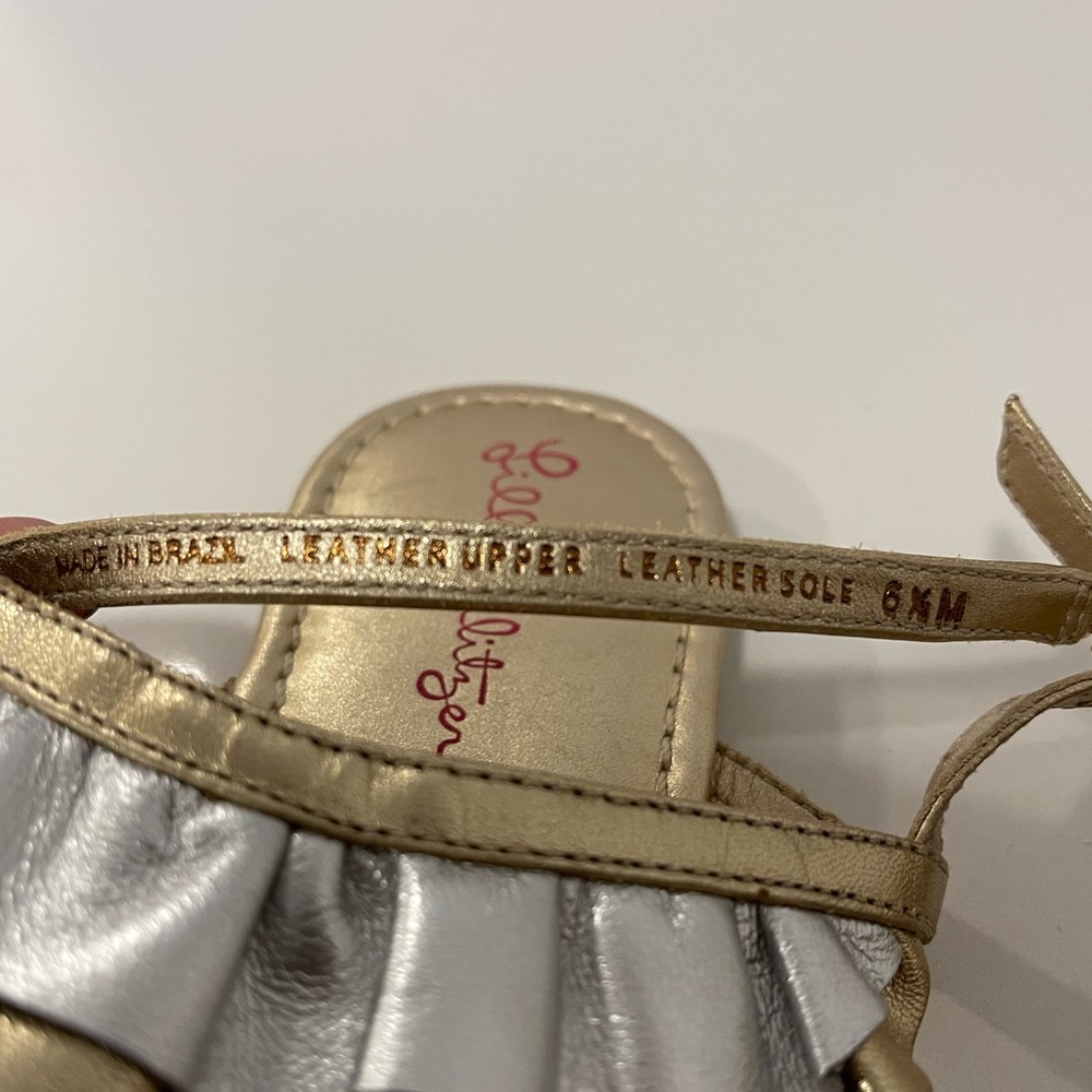 Lilly Pulitzer Gold and Silver Ruffle Thong Sandals - Picture 2 of 9
